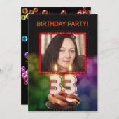 Voeg een afbeelding, 33ste verjaardag uitnodiging (Voorkant / Achterkant)