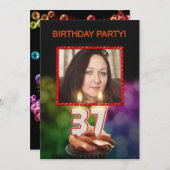 Voeg een afbeelding, 37e verjaardag uitnodiging to (Voorkant / Achterkant)