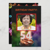 Voeg een afbeelding, 54ste verjaardag uitnodiging (Voorkant / Achterkant)