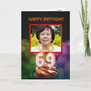 Voeg een afbeelding, 69e Birthday-kaart met kaarse Kaart