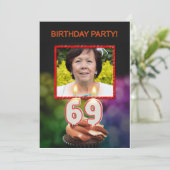 Voeg een afbeelding, 69ste verjaardag uitnodiging (Staand voorkant)