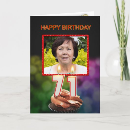 Voeg een afbeelding, 71stBirthday kaart met kaarse (Voorkant)