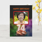 Voeg een afbeelding, 74e verjaardag kaart met kaar (Gele Bloem)