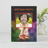 Voeg een afbeelding, 74ste verjaardag uitnodiging (Staand voorkant)