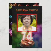 Voeg een afbeelding, 74ste verjaardag uitnodiging (Voorkant / Achterkant)