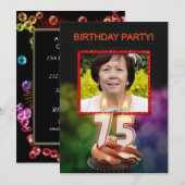 Voeg een afbeelding, 75e verjaardag uitnodiging to (Voorkant / Achterkant)