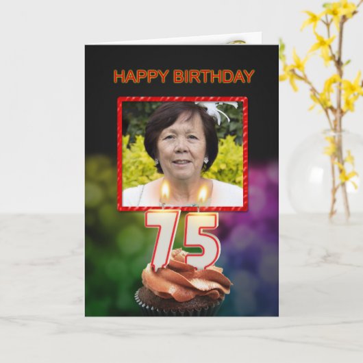 Voeg een afbeelding, 75ste Verjaardagskaart met Ka Kaart (Gele Bloem)