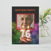 Voeg een afbeelding, 76ste verjaardag uitnodiging  (Staand voorkant)