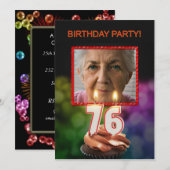 Voeg een afbeelding, 76ste verjaardag uitnodiging  (Voorkant / Achterkant)