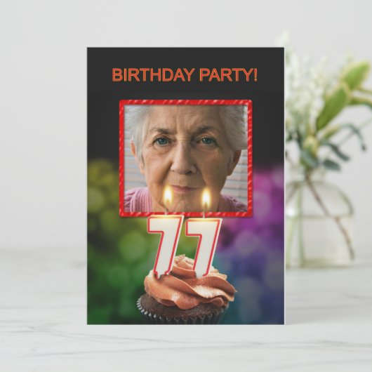 Voeg een afbeelding, 77e verjaardag uitnodiging to (Staand voorkant)