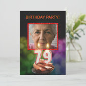 Voeg een afbeelding, 79ste verjaardag uitnodiging (Staand voorkant)
