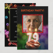 Voeg een afbeelding, 79ste verjaardag uitnodiging (Voorkant / Achterkant)