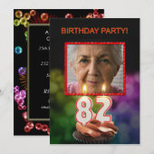 Voeg een afbeelding, 82e verjaardagsfeestje Uitnod Kaart (Voorkant / Achterkant)