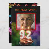 Voeg een afbeelding, 92e verjaardagsfeestje Uitnod Kaart (Voorkant / Achterkant)