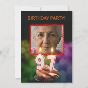 Voeg een afbeelding, 97th Birthday party Uitnodigi Kaart