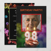 Voeg een afbeelding, 98ste verjaardag uitnodiging (Voorkant / Achterkant)