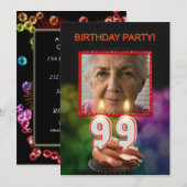 Voeg een afbeelding, 99ste verjaardag uitnodiging (Voorkant / Achterkant)
