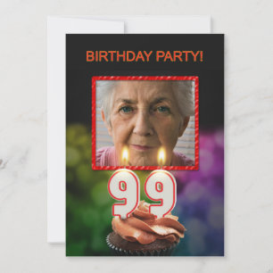 Voeg een afbeelding, 99th Birthday party Uitnodigi Kaart