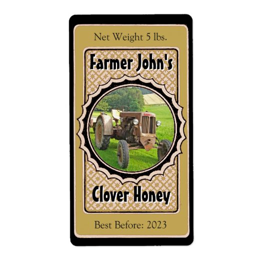 Voeg een Afbeelding Black en Gold Wedding Honey Ja Etiket (Voorkant)