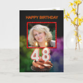 Voeg een afbeelding, een 48ste Verjaardag met cake Kaart (Gele Bloem)