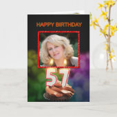 Voeg een afbeelding, een 57ste Verjaardag met cake Kaart (Gele Bloem)