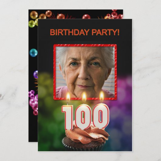 Voeg een afbeelding toe, 100ste verjaardagsfeest U Kaart (Voorkant / Achterkant)