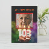 Voeg een afbeelding toe, 103rd Birthday party Invi Kaart (Staand voorkant)