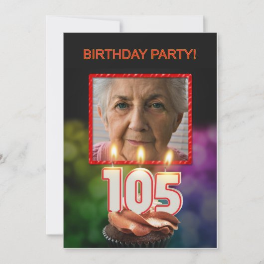 Voeg een afbeelding toe, 105th Birthday Party Invi Kaart (Voorkant)