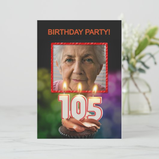 Voeg een afbeelding toe, 105th Birthday Party Invi Kaart (Staand voorkant)