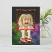 Voeg een afbeelding toe, 11e verjaardag uitnodigin kaart (Staand voorkant)