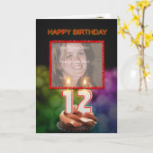 Voeg een afbeelding toe, 12e verjaardag met taart kaart (Gele Bloem)