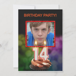 Voeg een afbeelding toe, 14e verjaardag uitnodigin kaart