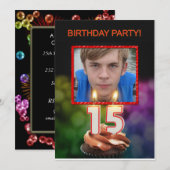 Voeg een afbeelding toe, 15th Birthday partijuitno Kaart (Voorkant / Achterkant)