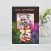 Voeg een afbeelding toe, 25th Birthday partijuitno Kaart (Staand voorkant)