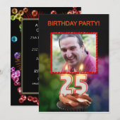 Voeg een afbeelding toe, 25th Birthday partijuitno Kaart (Voorkant / Achterkant)