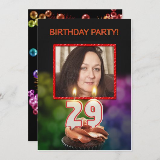 Voeg een afbeelding toe, 29e verjaardagsfeestje Ui Kaart (Voorkant / Achterkant)