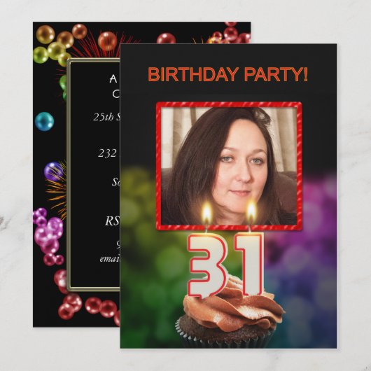 Voeg een afbeelding toe, 31ste verjaardagsfeest Ui Kaart (Voorkant / Achterkant)