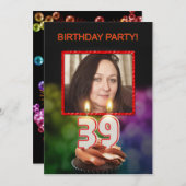 Voeg een afbeelding toe, 39e verjaardagsfeestje Ui Kaart (Voorkant / Achterkant)