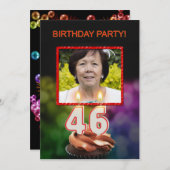 Voeg een afbeelding toe, 46ste verjaardagsfeestje kaart (Voorkant / Achterkant)