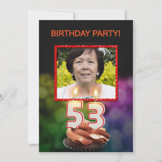 Voeg een afbeelding toe, 53ste verjaardagsfeestje kaart (Voorkant)