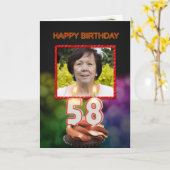 Voeg een afbeelding toe, 58ste verjaardag met taar kaart (Gele Bloem)