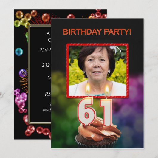 Voeg een afbeelding toe, 61ste verjaardagsfeest Ui Kaart (Voorkant / Achterkant)