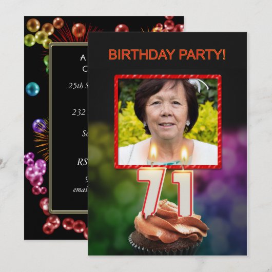 Voeg een afbeelding toe, 71ste verjaardagsfeest Ui Kaart (Voorkant / Achterkant)