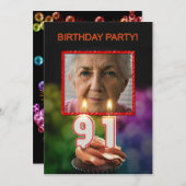 Voeg een afbeelding toe, 91ste verjaardagsfeestje  kaart (Voorkant / Achterkant)
