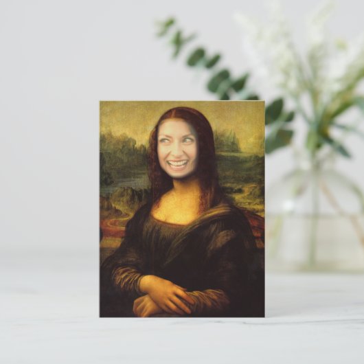 Voeg een Face Mona Lisa toe Briefkaart (Staand voorkant)