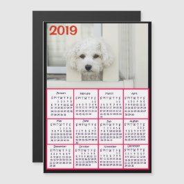 Voeg een Foto aan dit Rood 2019 Kalender toe Magnetische Uitnodiging
