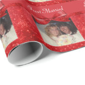 Voeg een foto-Ruby Red Snowflakes Sparkle plus tek Cadeaupapier (Rol Hoek)