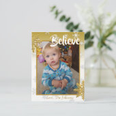 Voeg een foto toe aan deze Believe Gold-kerstKaart Briefkaart (Staand voorkant)