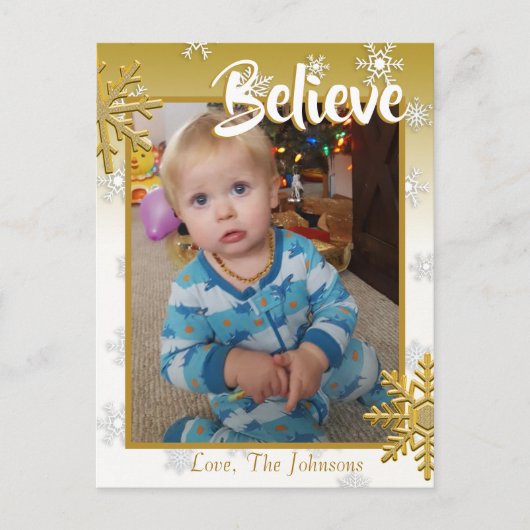 Voeg een foto toe aan deze Believe Gold-kerstKaart Briefkaart (Voorkant)