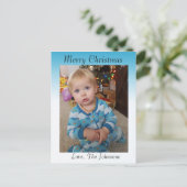 Voeg een Foto toe aan deze Blauwe KerstKaart Briefkaart (Staand voorkant)